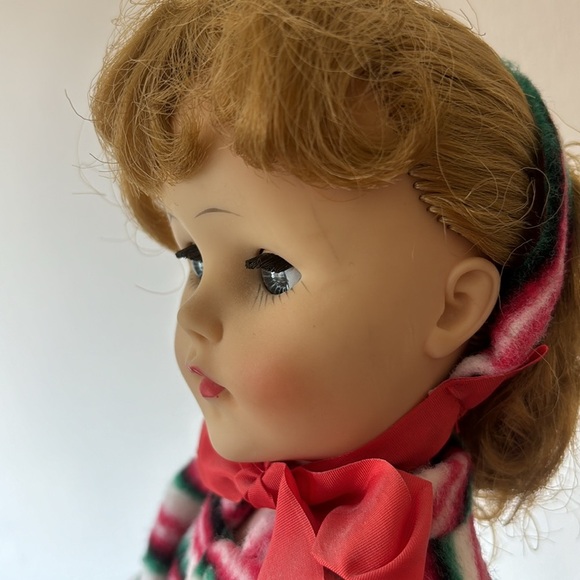Vintage Antique Striped Doll with Red Bow - Picture 6 of 8